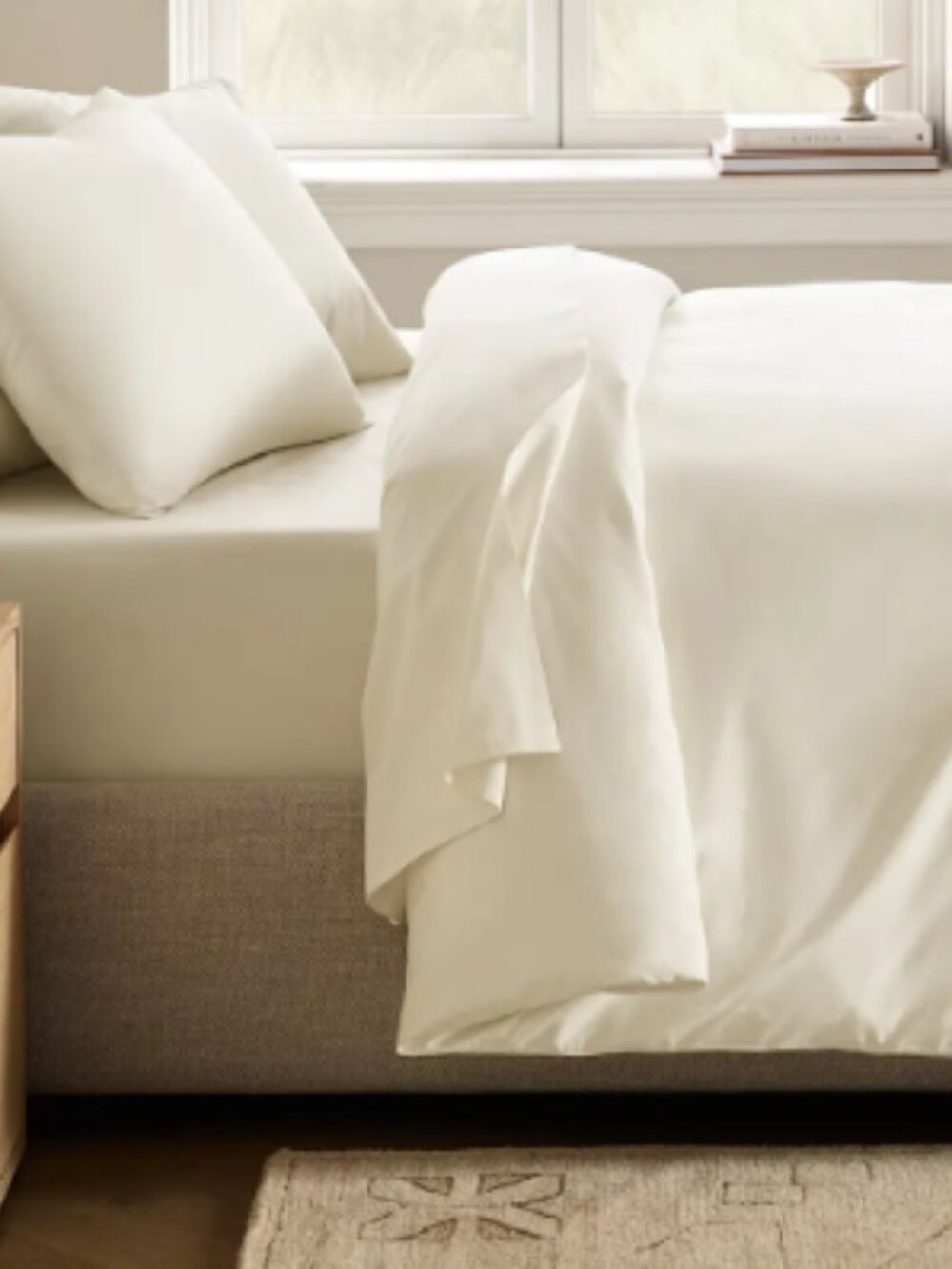 Quince Classic Organic Percale Duvet Cover Ivory F/Q NWT